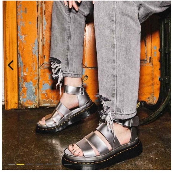 NWT Dr. Doc Martens silver Clarissa strappy chunky platform sandals - Picture 3 of 10